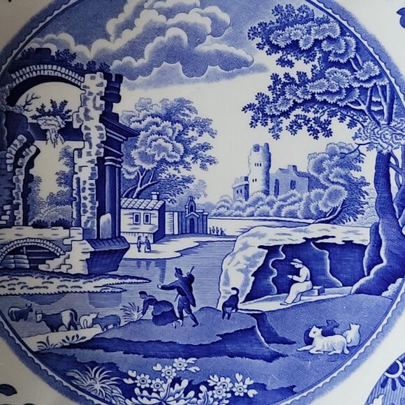 Spode Blue Italian Daisy Bowl 11.125" Scalloped Edge Blue and White Bowl - Picture 2 of 7